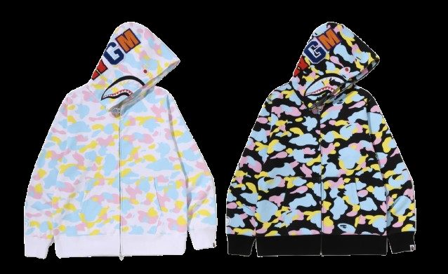 NEW MULTI CAMO SHARK FULL ZIP HOODIE